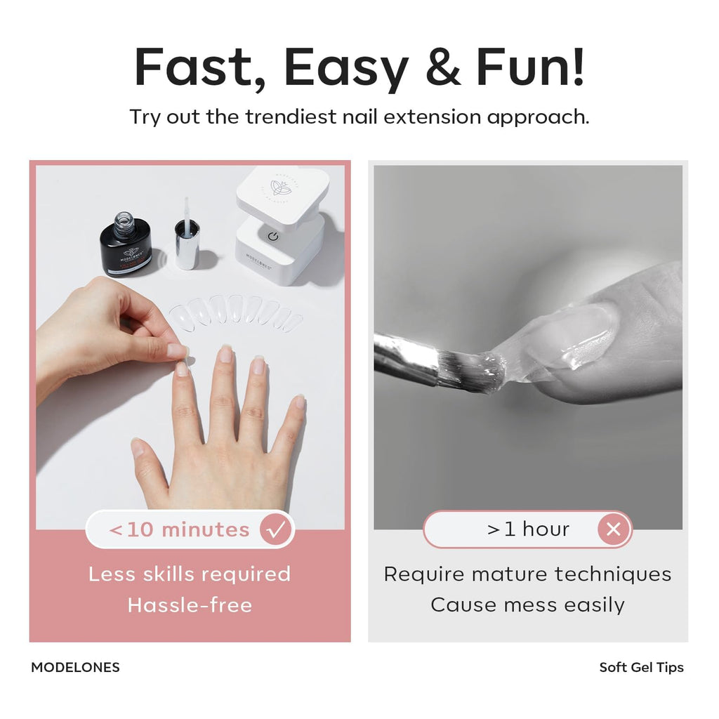 Modelones Extra Short Oval Round Nail Tips - 510Pcs Soft Fake Nails Tips Gel Pre-shaped Half Matte Full Cover No Filed False Extension Manicure Salon DIY at Home 15 Sizes