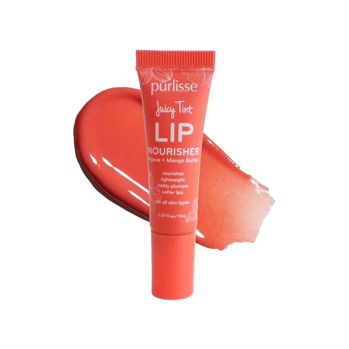 pürlisse Juicy Tint Moisturizing Tinted Lip Balm for Women - Hydrating Lip Treatment for Dry Cracked Lips - Enriched with Shea Butter & Jojoba Oil for Plumper Soft Lips - Coral Shine (.38 oz)