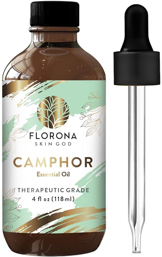 Florona Camphor Oil 100% Pure & Natural - 4 fl oz, for Hair, Face & Skin Care, Massage