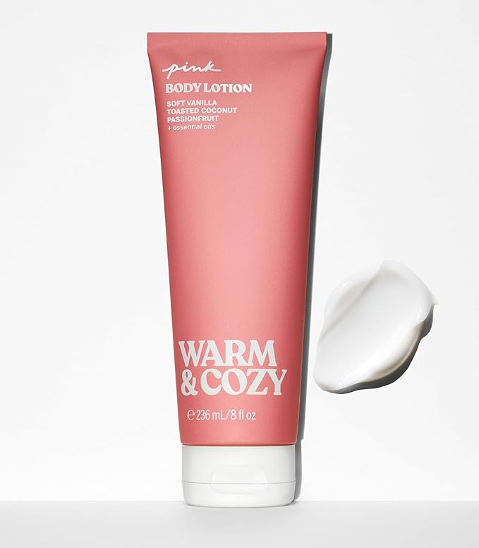 Victoria's Secret PINK Warm & Cozy Fragrance Body Lotion, Notes of Vanilla, Coconut & Passionfruit (8 oz)