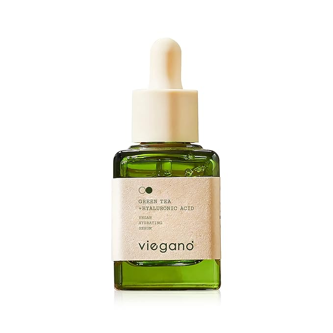 [ viegano ] Vegan Hydrating Serum for Dry & Sensitive Skin | Green Tea + Hyaluronic Acid | Hydrated Skin Appears Plumper & Firmer | 100% Vegan | 35 mL