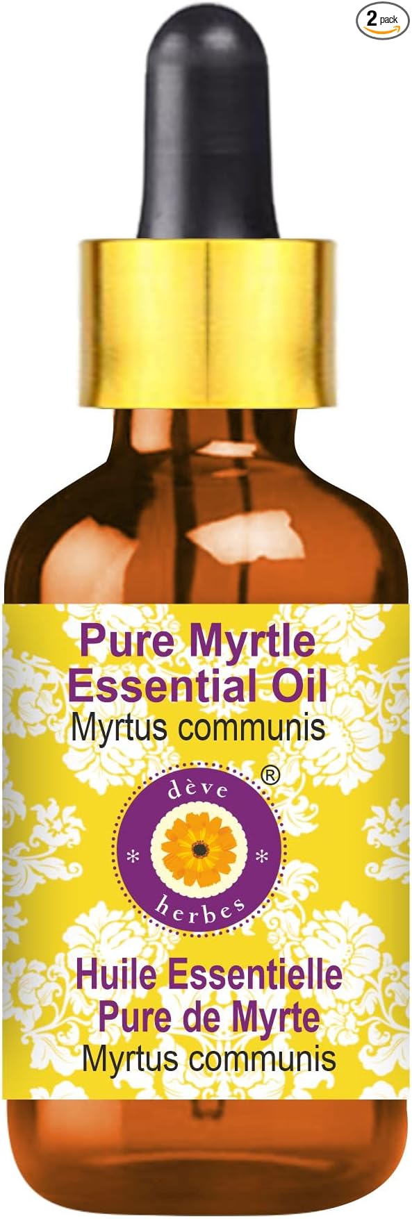 Deve Herbes Pure Myrtle Essential Oil (Myrtus communis) with Glass Dropper Steam Distilled 5ml (0.16 oz)