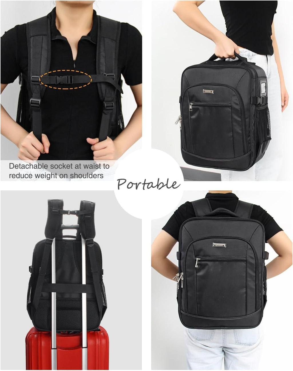 Makeup Backpack Makeup Artist Bag Professional Extra Large Cosmetic Bag Travel Train Case Storage Organizer Double-Layer Large Capacity Cosmetic Case with 4 Pouch(Black)