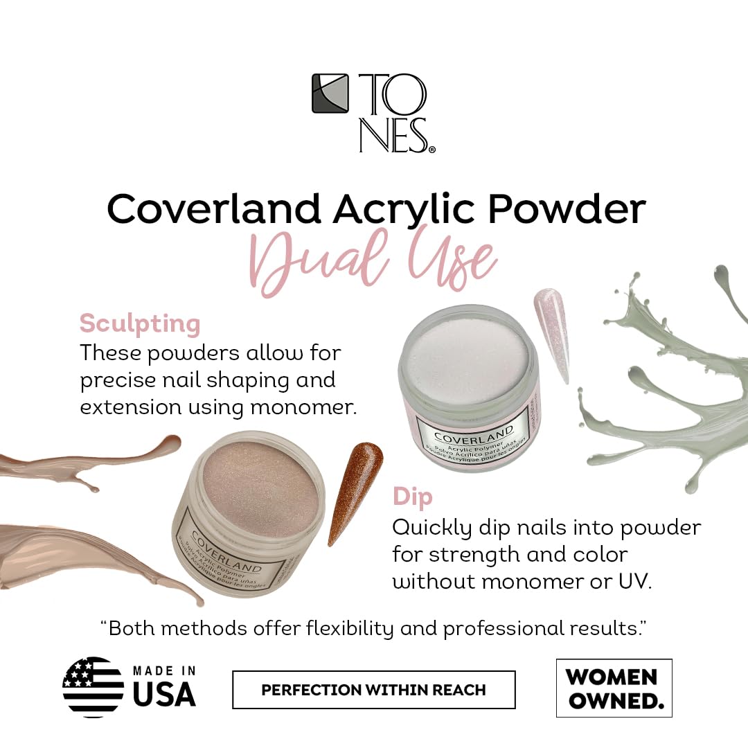 Tones Coverland Acrylic Nail Powder "Croissant au Miel" - Limited Edition Acrylic Powder for Nail Design, Sculpting, and Masking Nail Bed Imperfections - (1.5 Oz)