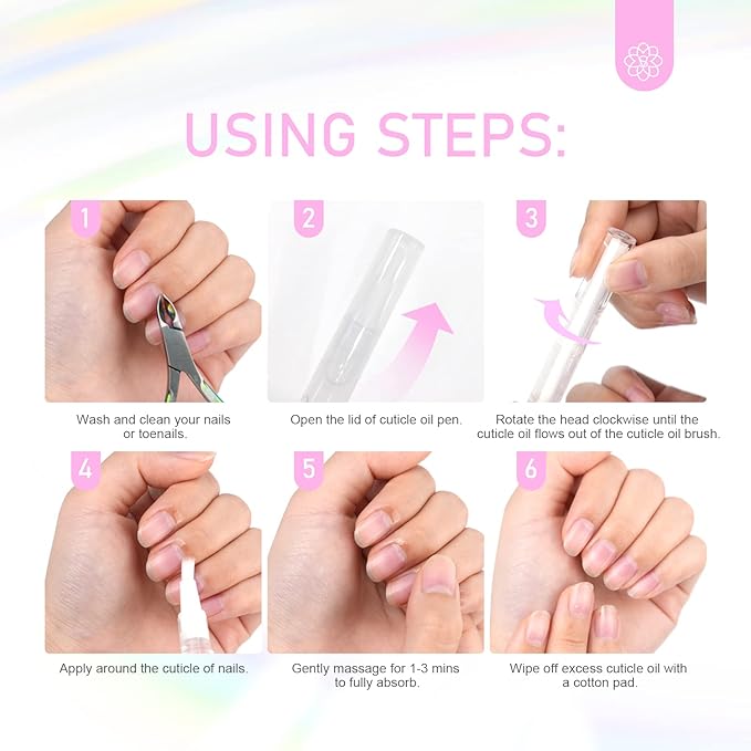 SAVILAND Natural Cuticle Oil Pen: 6PCS Revitalizing Cuticle Oil for Nails with Vitamin E Repaired Cuticles Overnight Cuticle Softener Nail Strengthener Protector for Damaged Skin Thin Nail