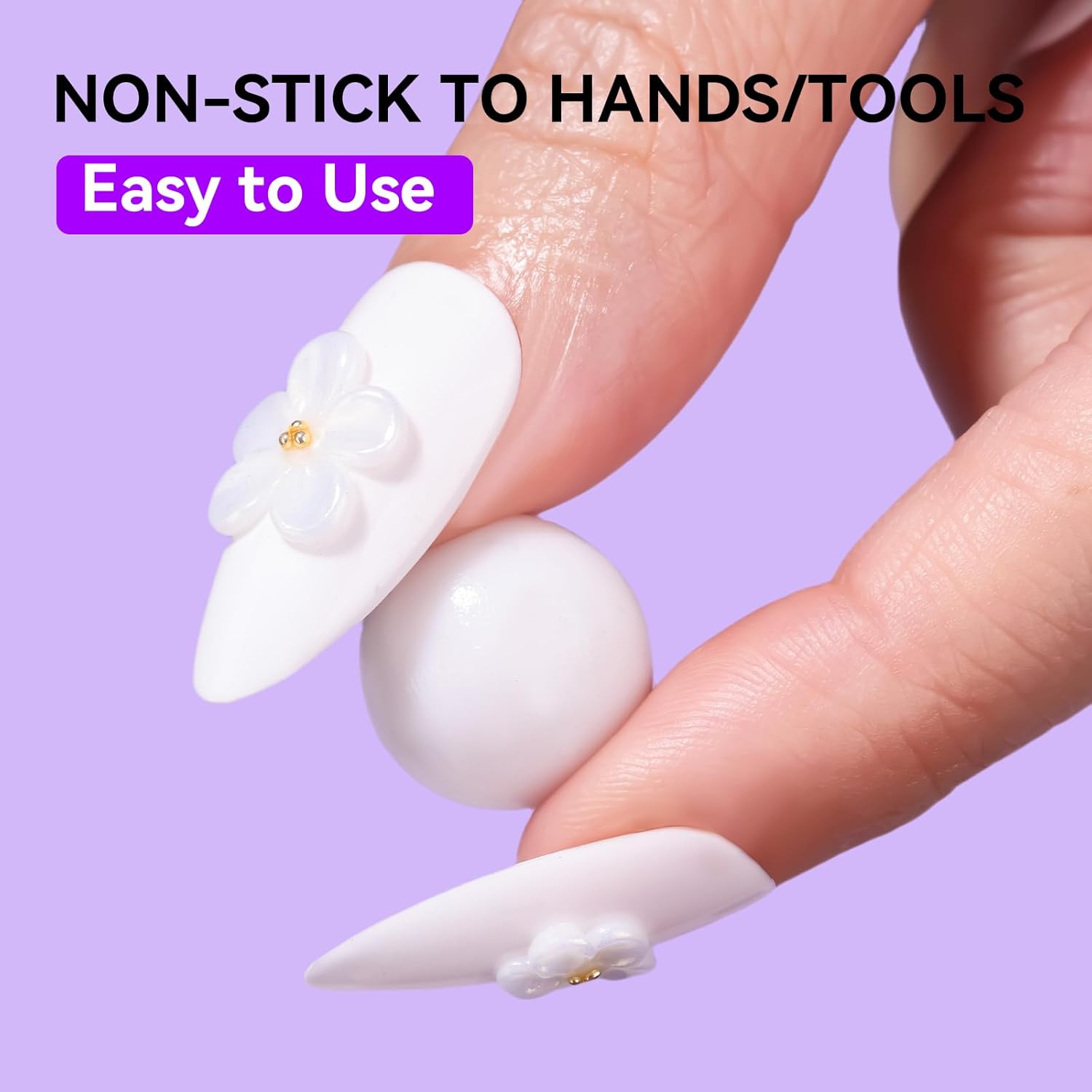 Makartt 3D Gel Nail Art: 4-in-1 Solid Gel Builder Non-sticky for Extension, 2pcs White and Dusty Pink 3D Sculpting Gels, UV Glue for Fake Nails, Rhinestones & Carving Hard Gels for UV/LED Lamp Require