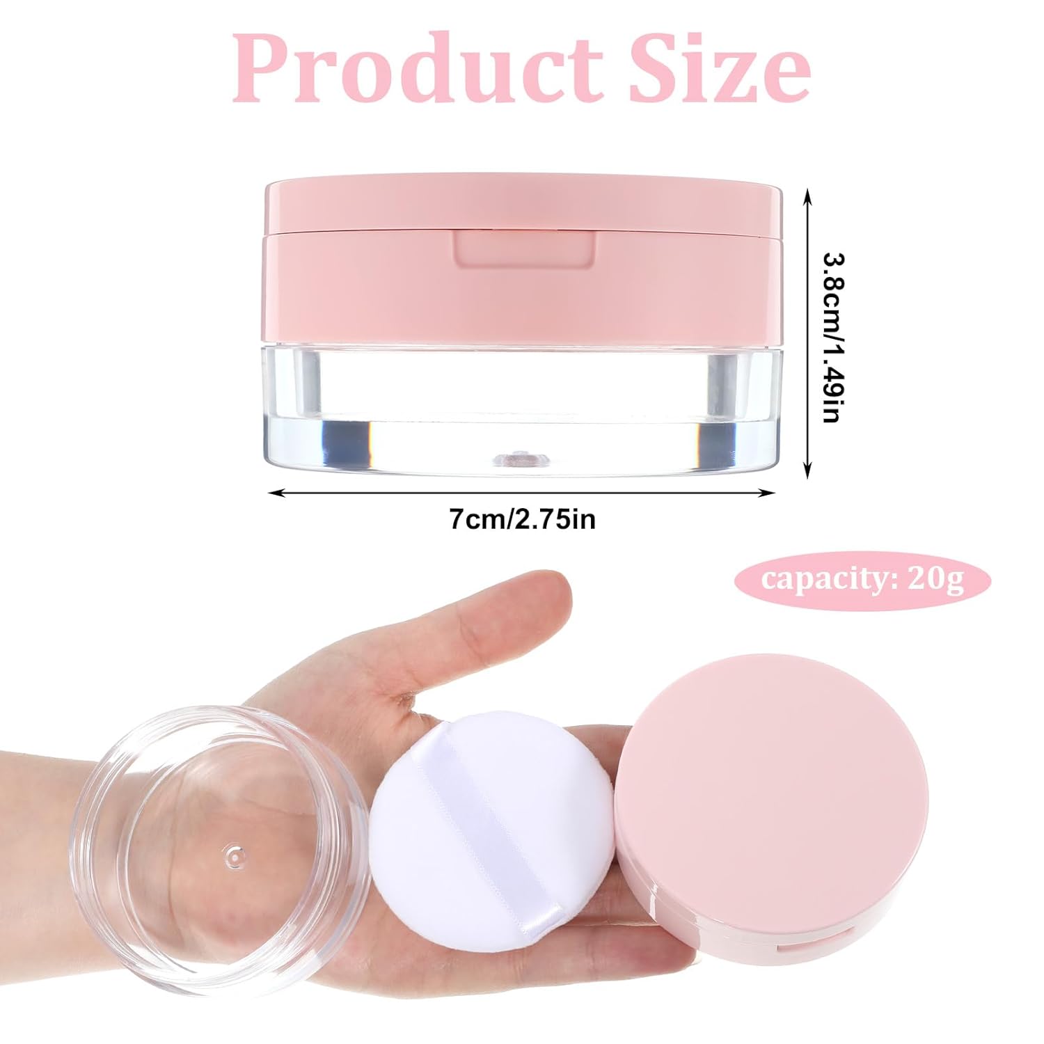 Loose Powder Cocntainers with Sponge Powder Puff and Mirror, No Leaks Empty Plastic Cushion Foundation Container Reusable Makeup Case with Lid