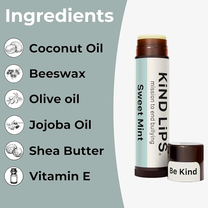 Kind Lips Sweet Mint Lip Balm 3 Pack – Natural Chapstick Alternative, Organic Lip Moisturizer, Gluten & Grain Free, Hydrating Clean Lip Care, Made in USA, Lip Balm Gift for Kids & Adults