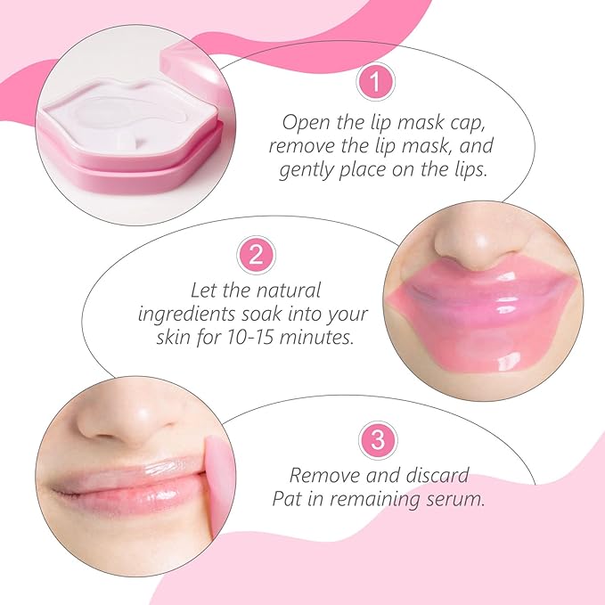 20pcs Moisturizing Lip Mask, Sleep Mask Reduces Lip Lines, Restores Moisture, Nourishes Lip Skin, Plumping Lips Mask (Pink)