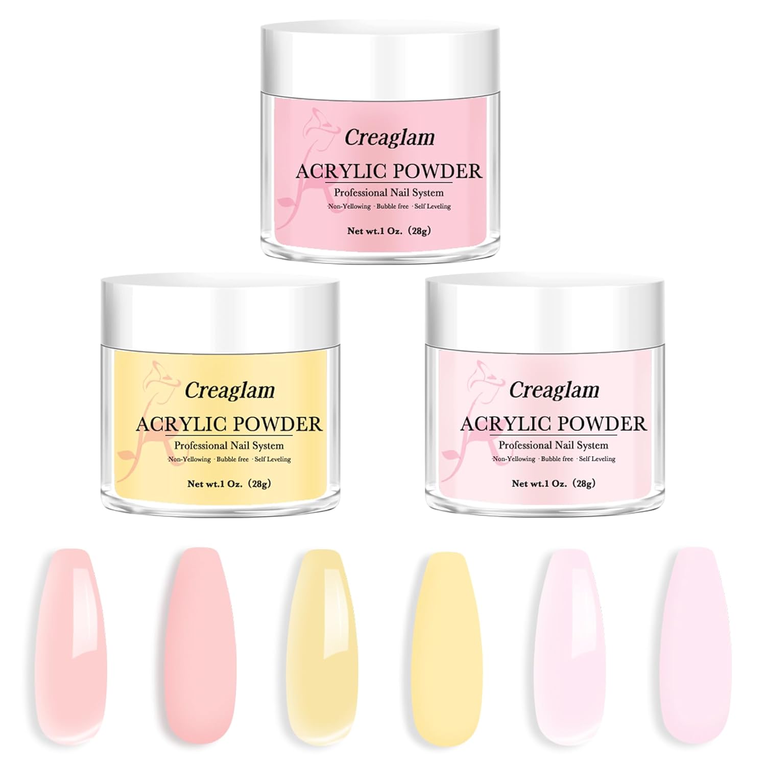 Professional Acrylic Powder for Nail: Large Capacity 3 Colors Pink Tulle Wax Yellow Festival Bloom Acrylic Nail Powder Polymer for Carving Nails - 28g 3D French Nail Manicure Extension