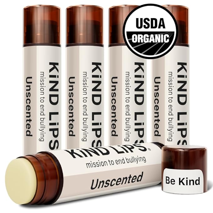 Kind Lips Lip Balm - Nourishing & Moisturizing Lip Care | for Dry Chapped Lips | Infused with Shea Butter & Beeswax | Unscented | 0.15 Ounce (Pack of 5)
