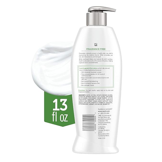 Curel Daily Moisture Fragrance-Free Lotion For Dry Skin 13 oz (Pack of 6)