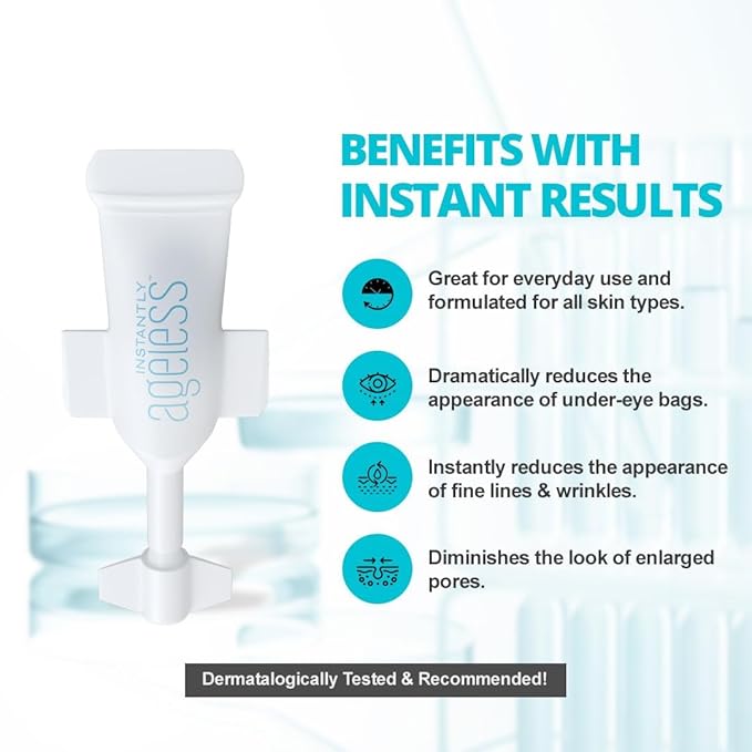 Instantly Ageless - Instant Face Lift in a Vial - Skin Care for Anti Aging face cream - Instant Under Eye Bags Remover - Facelift 15 Vials