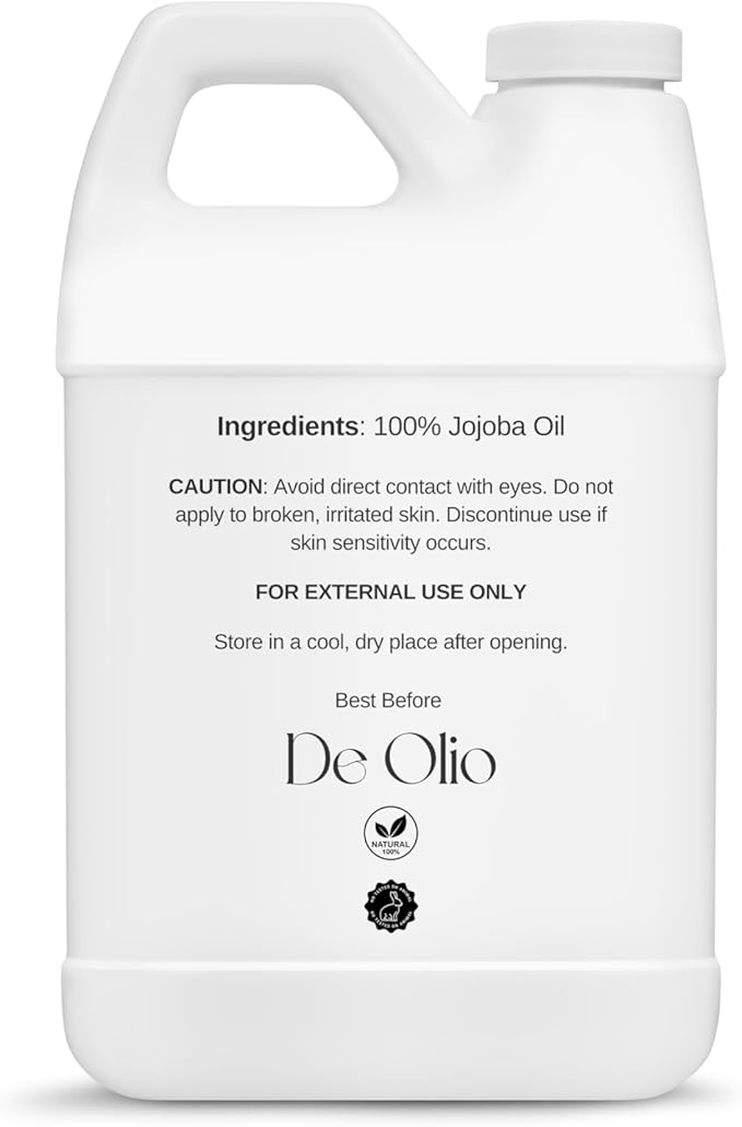 | Clear Jojoba Oil | 100% Pure & Natural | Face, Hair and Body | Cold Pressed | Soap Making & Massage | Carrier Oils | (64 Fl Oz)