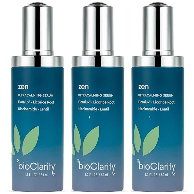 BioClarity Zen Ultra-Calming Serum | Ultracalming Serum for Redness-Prone Skin | 100% Vegan | Calm, Soothe, and Soften Face | Contains Floralux Naturally made from Chlorophyll | 1.7 fl. oz (Pack of 3)