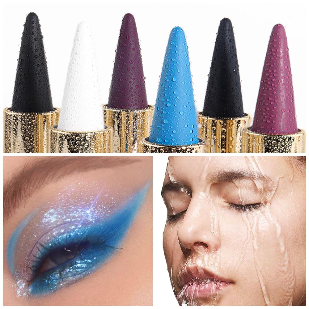 Kaely Light Blue Gel Eyeliner Pencil,Waterproof Smudge Proof Eye Liner Pen,Cat Eye Goth Halloween Makeup,Eye Black Face Paint Lipstick Crayon,Color Colorful Eyeliner Eyeshadow Stick,06
