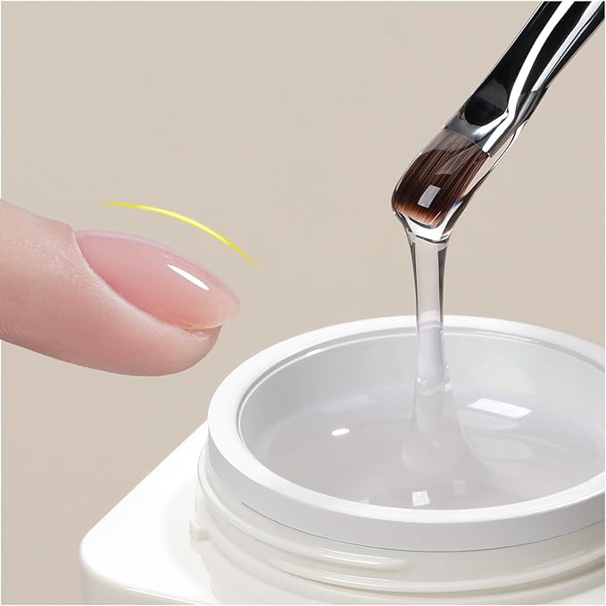 GAOY Low-Heat Builder Gel for Nails, 30ml Self-Leveling Nail Strengthener, Soak Off Long Lasting Hard UV Gel, Clear