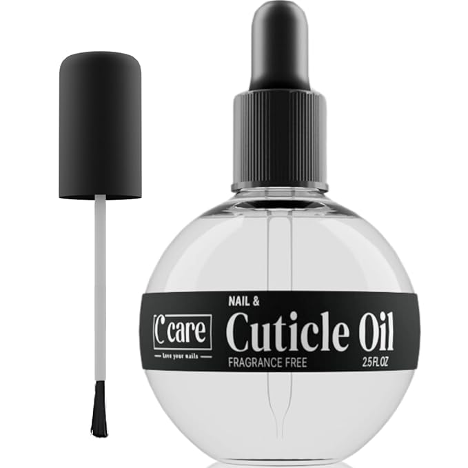 C CARE Fragrance Free Cuticle Oil For Nails - Repairs Cuticles Overnight - Moisturizes and Strengthens Nails and Cuticles - Dropper & Brush included - 2.5oz