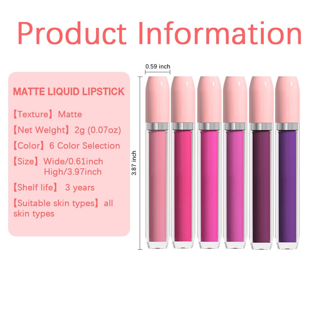BINGBRUSH Super Matte Longwear No-Budge Stay On Smudge Proof Liquid Lipstick Long Lasting Makeup for Women,Highly Pigmented Color and Instant Shine, Cheeky, Soft Matte Lip Cream Lightweight Lipgloss