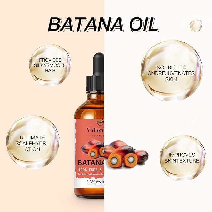 Batana Oil, Batana Oil for Hair Growth, Strengthens Hair, Massages Skin, Suitable for All Hair Types and Skin Types (Batana Oil, 3.4 Fl Oz)