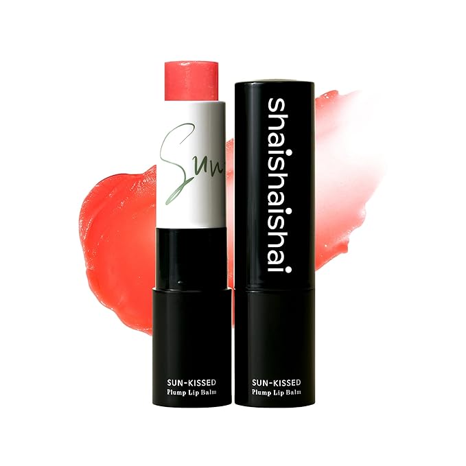 SUN-KISSED Plump Tinted Lip Balm, Lip Plumper, 70% Skincare Ingredients Providing Deep Hydration to Cracked & Chapped Lips, Lightweight Buildable High Gloss Finish, 04 Peach Crush