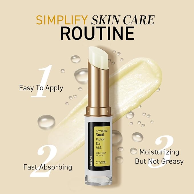 CITYGOO Eye Cream For Dark Circles: Eye Puffiness Under Eye Bags Treatment - Anti-Wrinkle (Snail Eye Stick 1 Count)