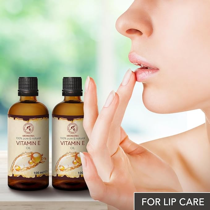 Vitamin Oil E 200ml - Tocopherol - 100% Natural & Pure - Rich in Vitamin E - Anti Aging Oil Against Wrinkles of All Kinds - Care for Face - Body Care - Hair - Ideal for Sensitive Skin, 2 bottles of 100 ml