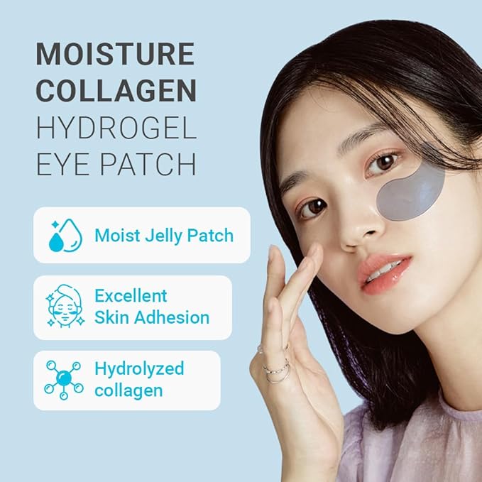 TENZERO Moisture Collagen Hydrogel Eye Patch (60 pairs, 90g), Collagen Treatments for Puffy Eye, Dark Circles, Fine Lines, Revitalizing, Hydrating Eye Pads, Korean Under Eye Masks Skincare