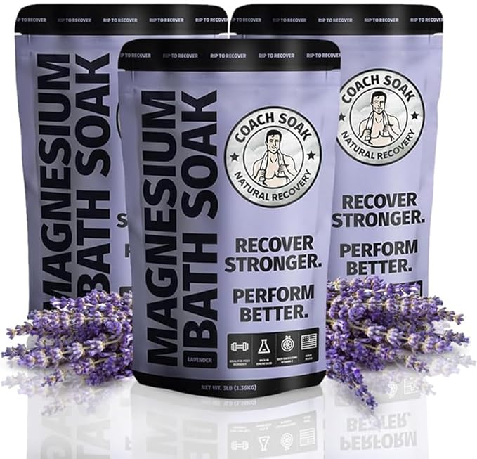 3 Pack Bundle: Coach Soak Recovery Bath Soak, Epsom Salt Bulk - Bath Salts Bulk, 3 Pack Bundle - Total of 9 Pounds (Lavender)