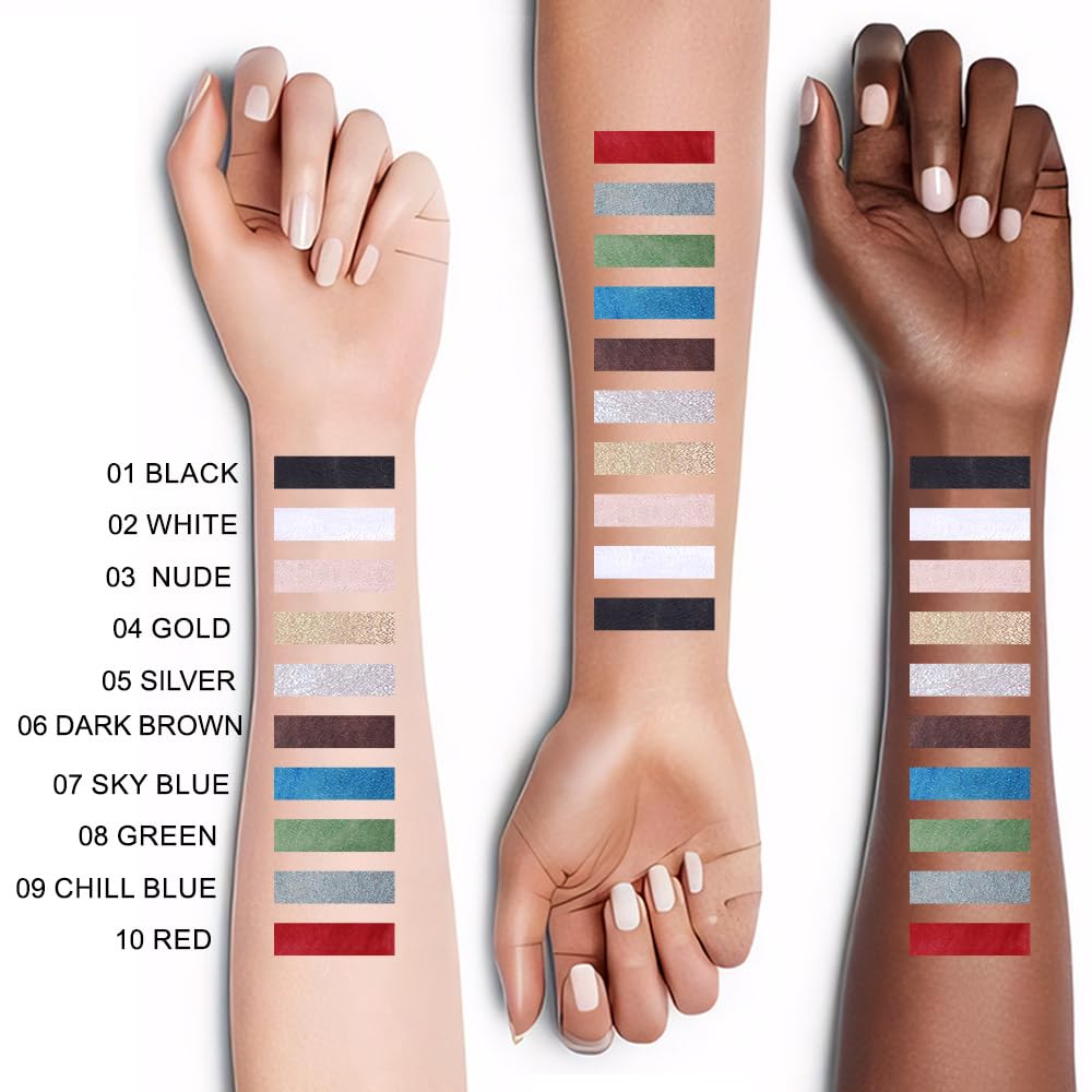 evpct 1Pcs Green Color Gel Glitter Eyeliner Pencils Set for Women Waterline Waterproof Smudge Proof lapiz de ojos delineador de ojos contra el agua Eye Liner Makeup,08# Green