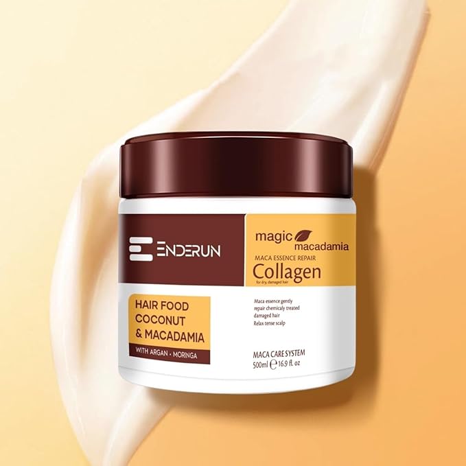 ENDERUN Hair Treatment Masks - Collagen Hair Mask for Dry Damaged Hair - Deep Moisturizing Hair Care - Argan Oil Hair Repair Mask - Natural Nourishing Hair Care Masque 16.9 fl Oz 500ml