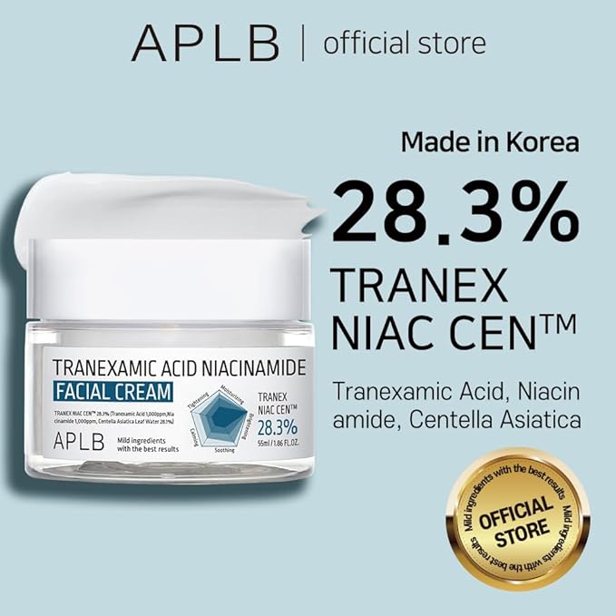 APLB Tranexamic Acid Niacinamide Facial Cream | TRANEX NIAC CEN™ 28.3% 1.35 FL.OZ/Korean Skincare, Moisturizing, Blemish care, Helps with skin discoloration