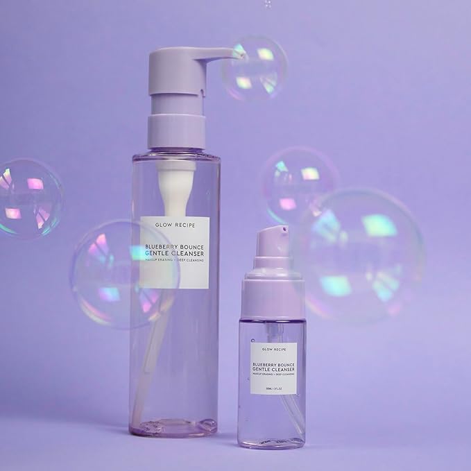 Glow Recipe Double Cleansing Kit for Glowing Skin - Includes Exfoliating Papaya Sorbet Enzyme Cleansing Balm + Mini Blueberry Bounce Gentle Face Cleanser - 2-Piece Facial Skincare Kit