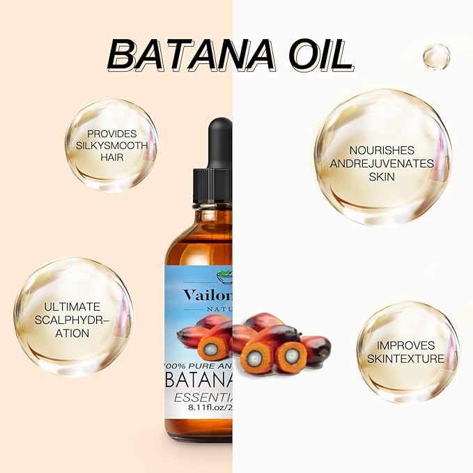 Batana Oil, Batana Oil for Hair Growth, Strengthens Hair, Massages Skin, Suitable for All Hair Types and Skin Types (Batana Oil, 8 Fl Oz)
