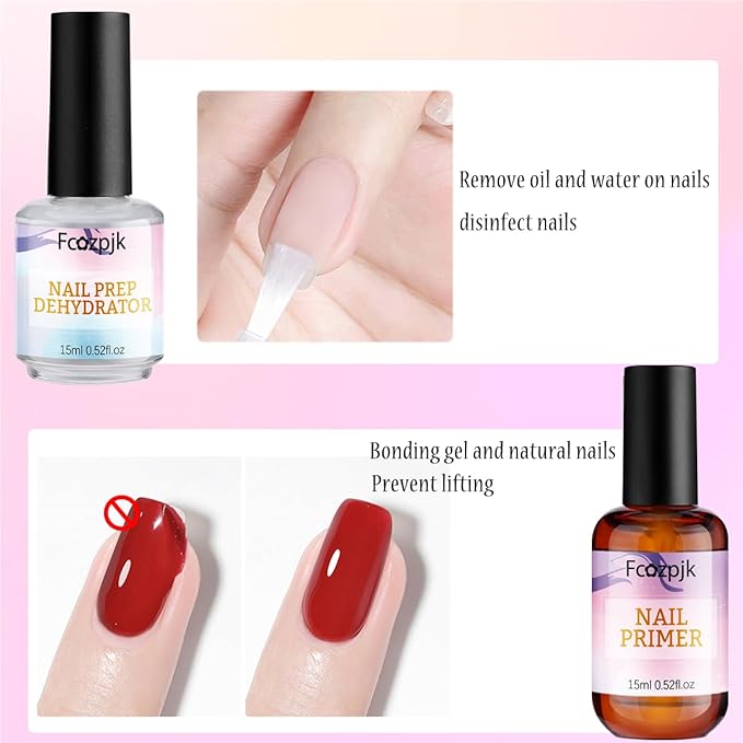 Nail Dehydrator and Nail Primer with Cuticle Oil Set, Air Dry Bonding Primer for Acrylic Nails No Lift, Acid-free Prep Dehydrator, Natural Cuticle Oil for Nails, Manicure Accessories
