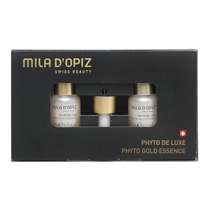Mila d'Opiz Phyto De Luxe Gold Essence Concentrate - Face Serum for Women and Men - Firming and Anti Aging Serum with Gold and Silk Extracts - 2 pc