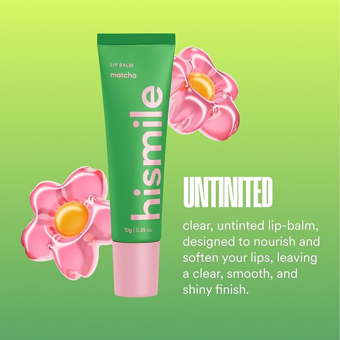 Hismile Lip Balm, Flavoured Lip Balm, Lasting Hydration, Lip Hydration, Vegan Lip Balm, Untinited Lip Balm (10g, Matcha)