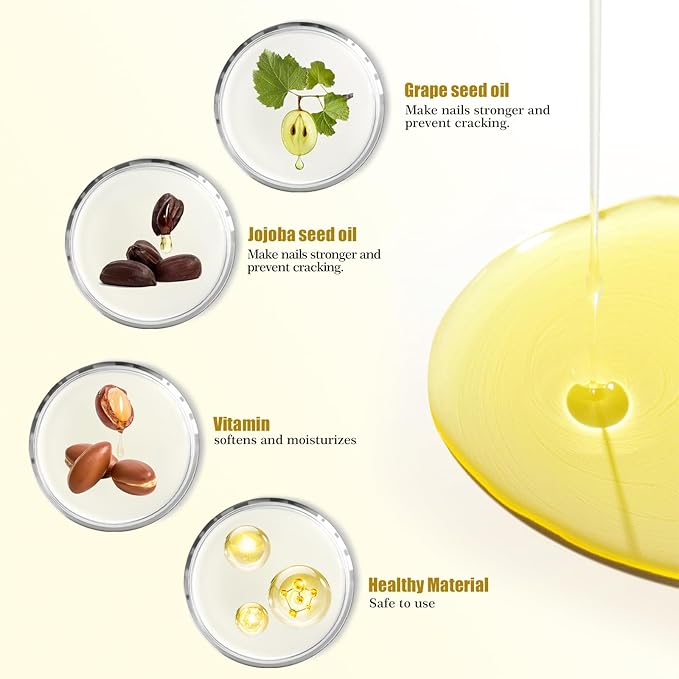 ADHERE Cuticle Oil for Nails Professional Nail Oil 8ML, Jojoba Nail Cuticle Oil Contains Vitamins with Soft Brush, for Nourishing, Hydrating, Dry Rough Nail Care Repair Essential Nail Care (Berries)