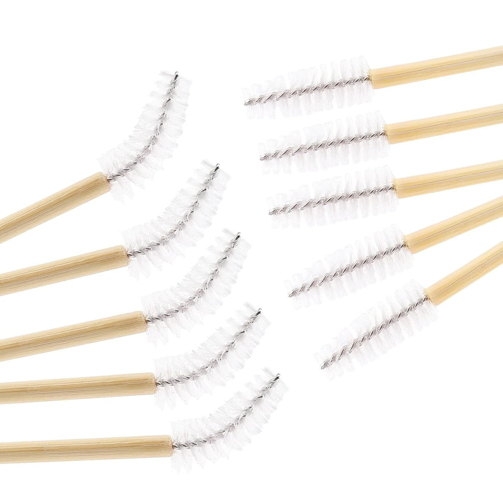 Tbestmax 300 Disposable Mascara Wands Eyelash Brush Spoolies for Eye Lash Extension Eyebrow Bamboo Stick White