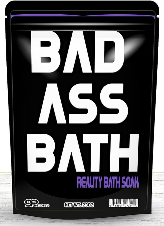 Badass Bath Soak – Bad Ass Bath Salts Purple Bath Funny Gifts for Friends Funny Bath Products Spa Gifts for Men Stocking Stuffers Gag Gifts for Women Cool Gifts for Guys Dad Unisex White Elephant Gift