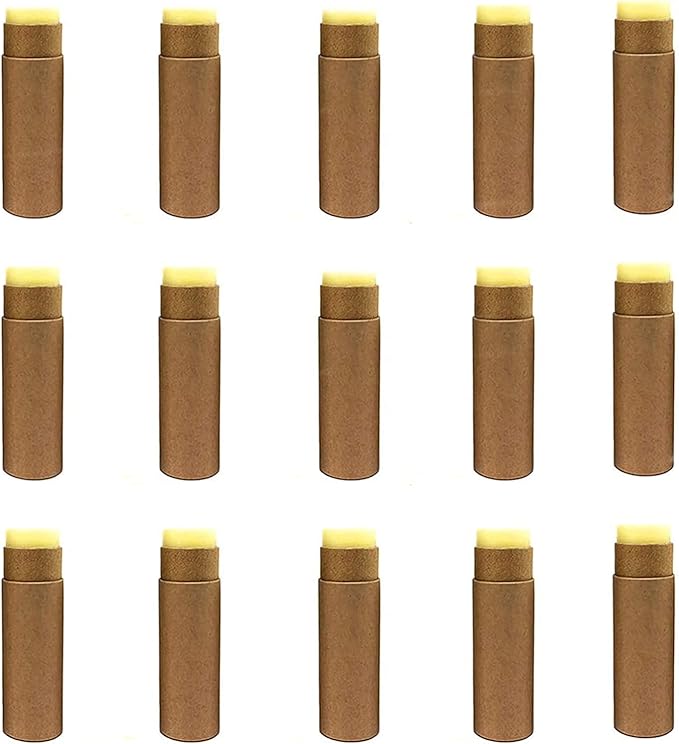 12 Pcs 0.3 Oz Paperboard Lip Balm Tubes 10ml Empty Cardboard Krafts Tubes Lipstick Tube Refillable Lip Gloss Container Solid Perfume Tubes Chapstick Container for DIY Cosmetic Samples Deodorant(Brown)