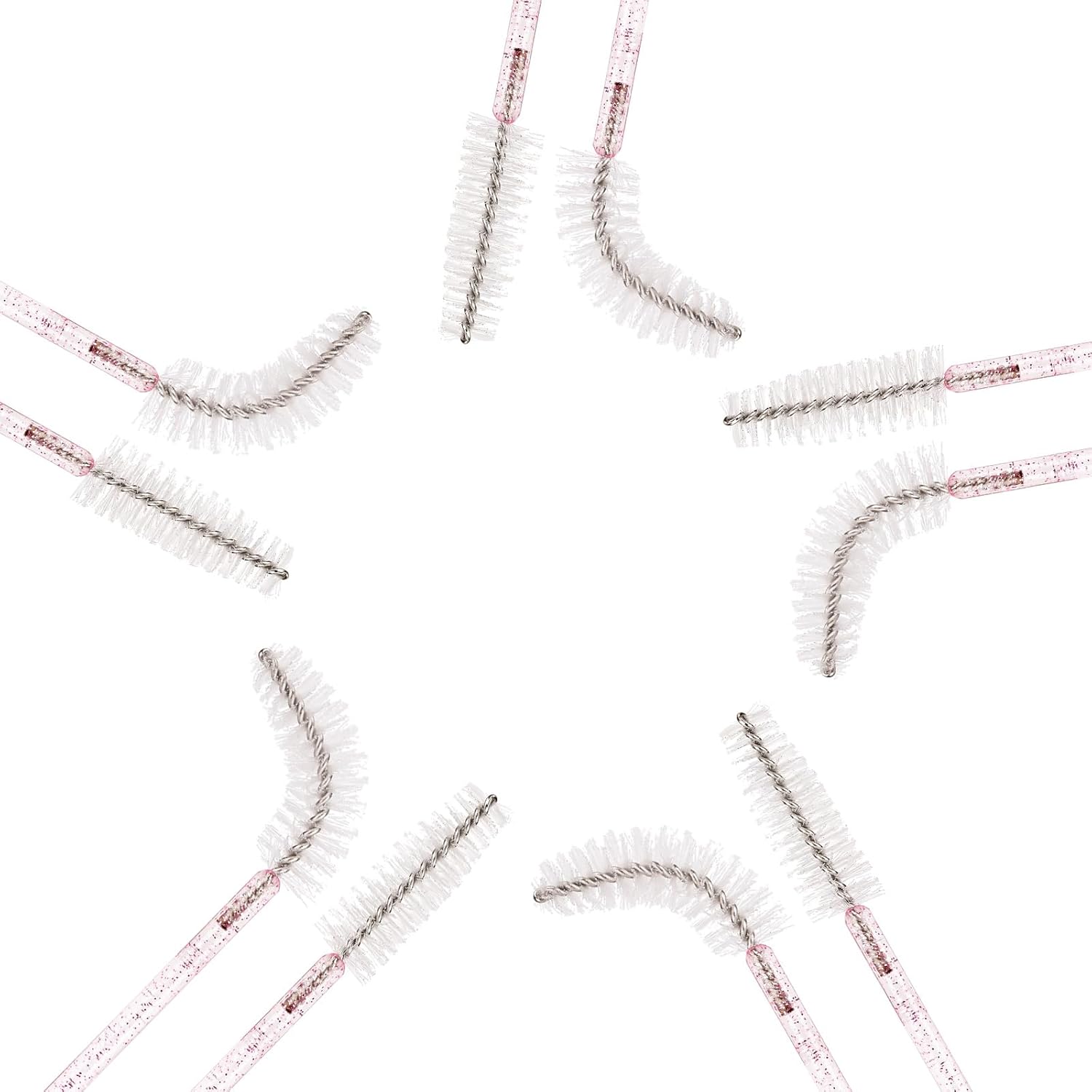 Tbestmax 500 Disposable Mascara Wands Eyelash Brush Spoolies for Eyebrow Eye Lash Extension (Pink, White)