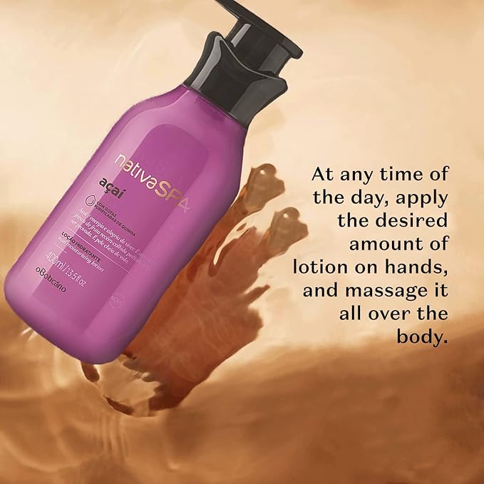 Nativa SPA by O Boticário, Açaí Moisturizing Body Lotion | Long-Lasting Hydration and Lightweight, Fragranced Moisturizer, 13.5 Ounce