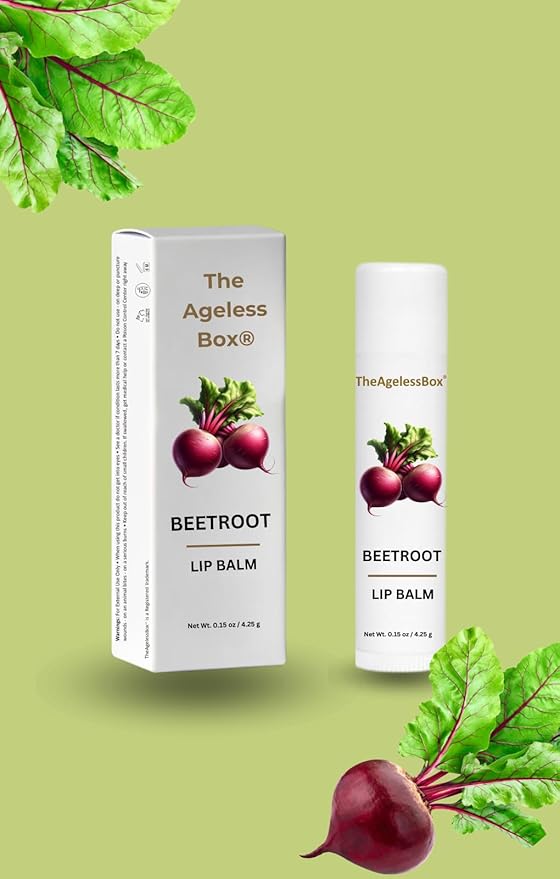 TheAgelessBox® Beetroot Lip Balm – Natural & Organic Lip Care with Shea Butter & Sweet Almond Oil – Hydrating, Antioxidant-Rich & Nourishing – Plant-Based, Cruelty-Free & Eco-Friendly