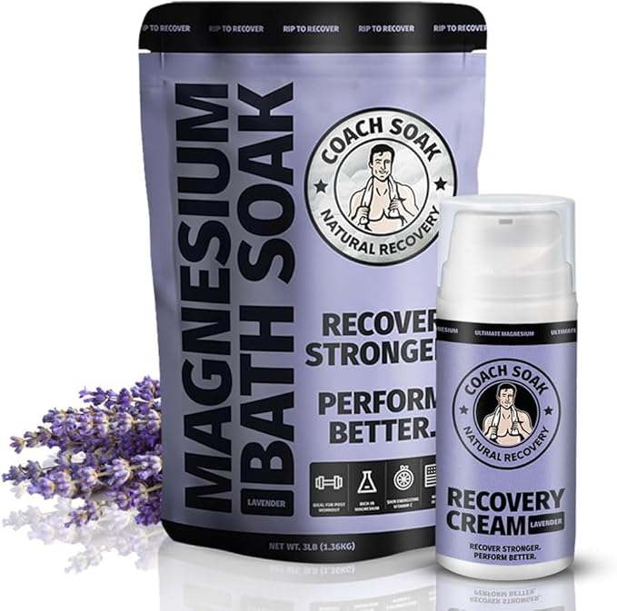 Coach Soak Recovery Bath Soak and Magnesium Lotion with MSM Lavender Bundle