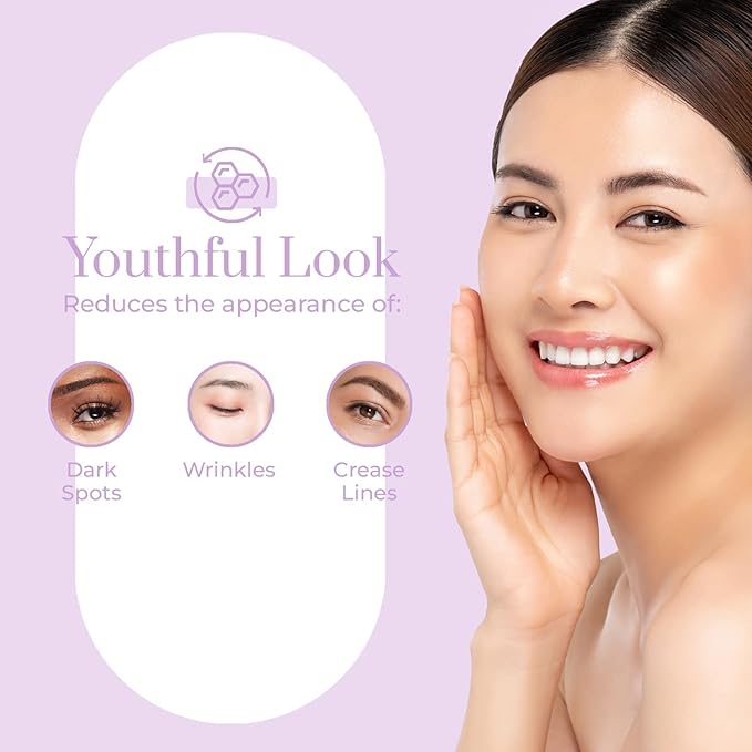 Vitamin C & Hyaluronic Acid Under Eye Serum - Dermatologist Tested, Reduces Eye Bags, Puffiness, Dark Circles & Wrinkles, Clean Beauty, Cruelty-Free Korean Skin Care - All Skin Types