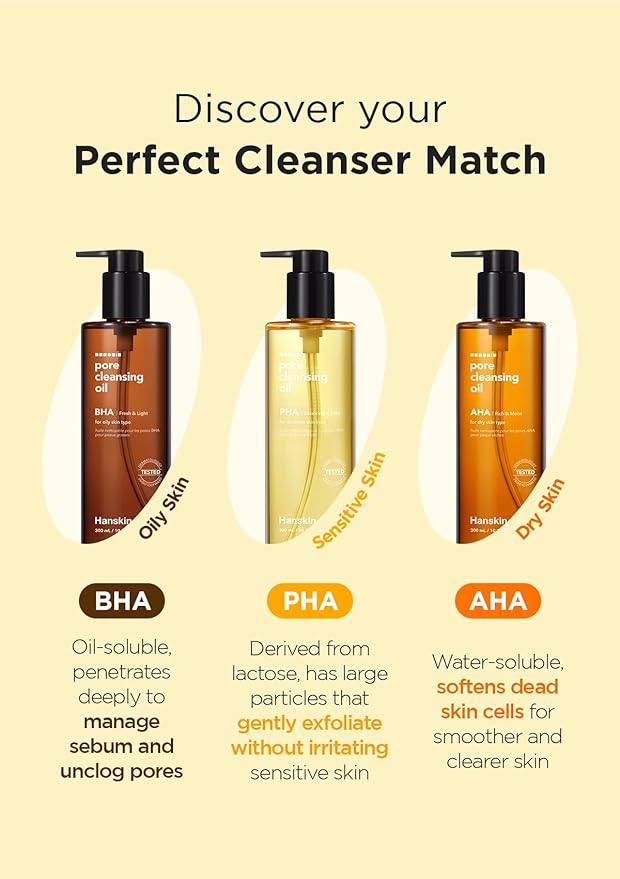 Hanskin PHA Trial Size Pore Cleansing Oil, Gentle Blackhead Cleanser and Makeup Remover for Combination and Oily Skin Travel Size Mini Makeup Remover Set [1 oz/Pack of 3]