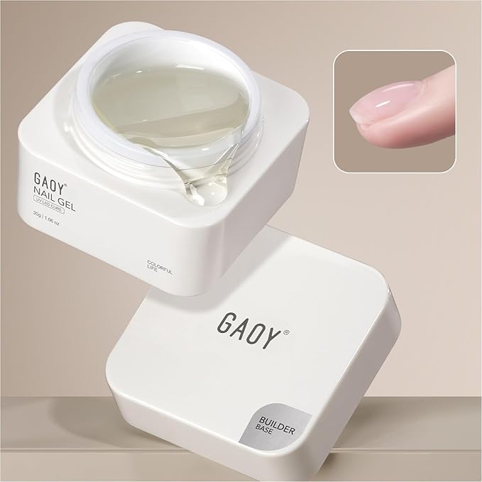 GAOY 30g Builder Base, Clear Nail Builder Gel, 2-in-1 Soak Off UV Gel for Nail Strengthening and Building, UV Light Cure