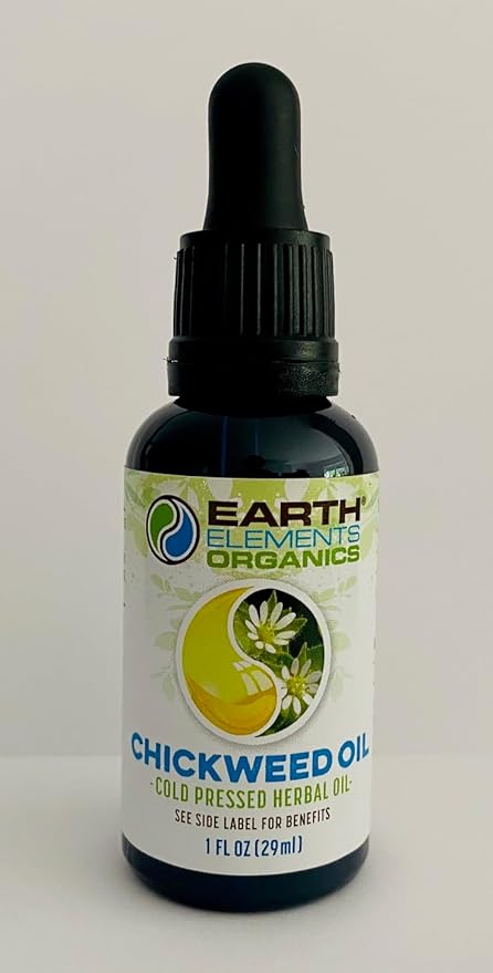 Organic Chickweed Medicinal Oil Raw, Infused, Pressed Herbal Oil Chickweed, Sunflower Seed Oil 1 fl.oz.