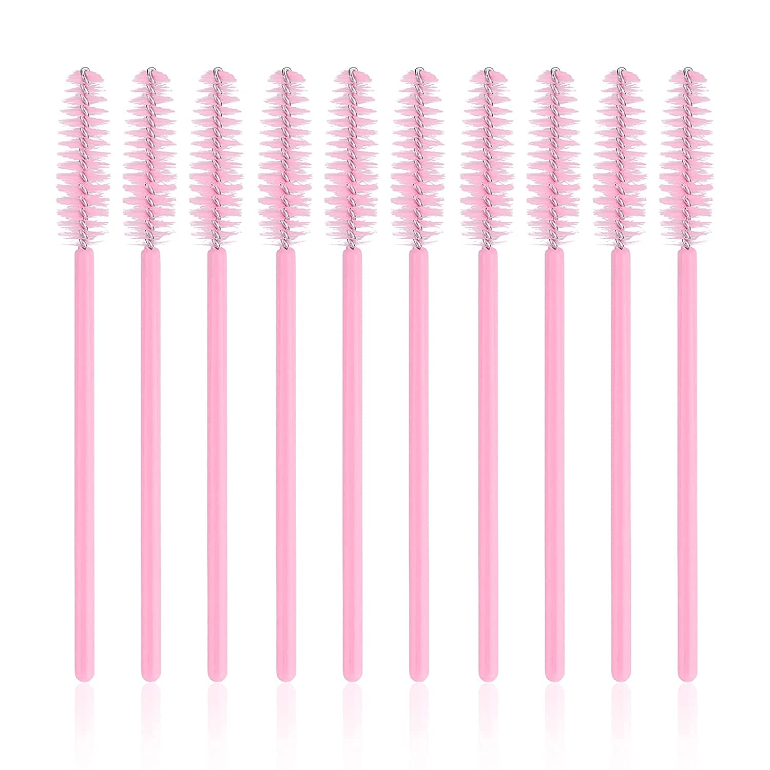 G2PLUS 300PCS Disposable Eyelash Brushes, Adjustable Mascara Wands Makeup Applicator Kits, Lash Spoolies Brushes for Eyelash Extensions and Eyebrows (Pink)